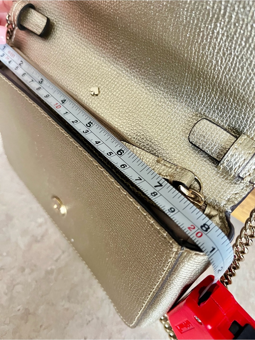 Kate Spade New York Metallic Gold Crossbody Wallet Purse Chain Strap Leather - Picture 8 of 11